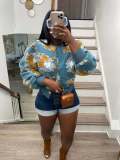 Floral Single-breasted Short Coat ZSD-0562