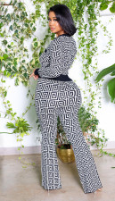 Printed Long Sleeve Flared Pants Two Piece Set XHSY-19499