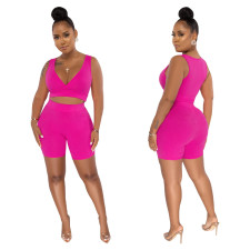 Solid Color Tank Top Shorts Two Piece Set YF-10392