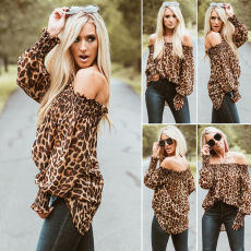 Sexy Off Shoulder Chiffon Leopard Print Top GWDS-2655