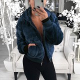 Fashion Solid Color Hooded Loose Plush Jacket GLYY-6001