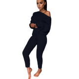 Plus Size Sweater Long Sleeve Pants Two Piece Set GBLH-3119