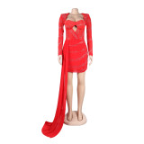 Fashion Hot Drill Hollow Out See Through Club Dress NY-2632