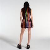Tassel Sleeveless Splicing Knitted Mini Dress GDYF-10707