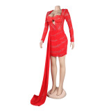 Fashion Hot Drill Hollow Out See Through Club Dress NY-2632