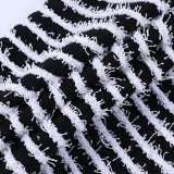 Black White Stripes Backless Sling Romper FL-22513