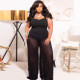 Plus Size See Through Loose Wide Leg Jumpsuit NNWF-3019