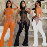 Mesh Patchwork See Through Jumpsuit BN-9402