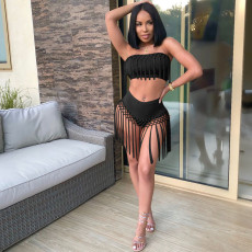 Sexy High Waisted Tassel Two Piece Swimsuit OM-1551