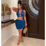 Fashion Sexy Halter Top Short Skirt Suit MDF-5358