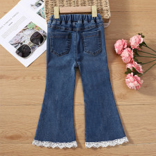 Kids Girls Flower border Flare Jeans YKTZ-811