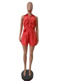 Casual Lace-up Sleeveless Rompers MEM-88476