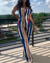 Plus Size Print Solid Color Sling Jumpsuit GSRX-9008