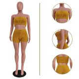 Casual Knitted Tube Top Shorts Two Piece Set TR-1246