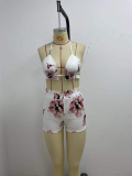 Plus Size Bra Top+Long Sleeve Shirt+Shorts 3 Piece Sets GSRX-Q6623