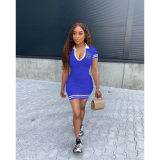 Fashion Letter B Short Sleeve Mini Dress FOSF-8333