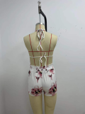 Plus Size Bra Top+Long Sleeve Shirt+Shorts 3 Piece Sets GSRX-Q6623