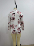 Plus Size Bra Top+Long Sleeve Shirt+Shorts 3 Piece Sets GSRX-Q6623