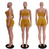 Casual Knitted Tube Top Shorts Two Piece Set TR-1246