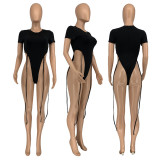 Solid Color Short Sleeve Bodysuit GLF-08126