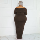 Plus Size Fashion Sexy Solid Maxi Dress OSIF-22545
