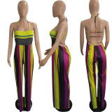 Plus Size Backless Print Jumpsuits WPF-8838