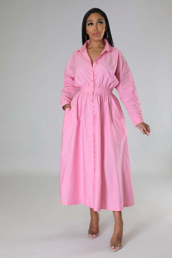 Fashion Long Sleeve Shirt Dress OSM-4383