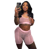 Sexy See-through Mesh Tank Top Shorts Two Piece Set XYF-9233