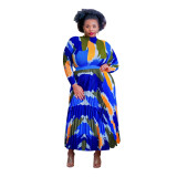 Print Long Sleeve Long Skirt Two Piece Set YF-10389