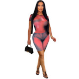 Printed Short Sleeve Shorts Two Piece Set TE-4592