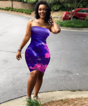 Sexy Tie-dye Tube Top Midi Dress OM-1563