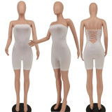 Fashion Chest Wrap Solid Back Hollow Rompers WPF-8855