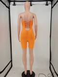 Fashion Chest Wrap Solid Back Hollow Rompers WPF-8855
