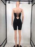 Fashion Chest Wrap Solid Back Hollow Rompers WPF-8855