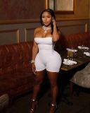 Fashion Chest Wrap Solid Back Hollow Rompers WPF-8855