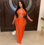 Sexy Beach Tassel Bra Long Skirt Two Piece Set ZSD-0251