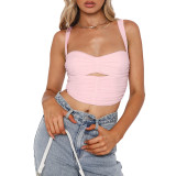 Fashion Ruched Slim Sling Top ASL-6636