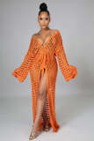 Sexy Hollow Out Long Sleevel Beach Cloak Coat OSM-4366
