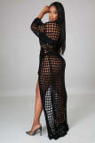 Sexy Hollow Out Long Sleevel Beach Cloak Coat OSM-4366