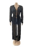 Sexy Hollow Out Long Sleevel Beach Cloak Coat OSM-4366