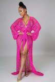 Sexy Hollow Out Long Sleevel Beach Cloak Coat OSM-4366