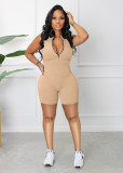 Fashion Zipper Sleeveless Rompers MZ-2786