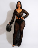 Sexy Hollow Knitted Beach Long Dress ZSD-0252