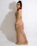 Sexy Hollow Knitted Beach Long Dress ZSD-0252