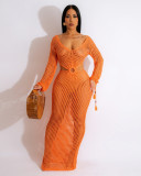 Sexy Hollow Knitted Beach Long Dress ZSD-0252