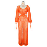 Sexy Hollow Knitted Beach Long Dress ZSD-0252