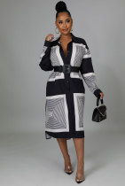 Casual Color Block Long Shirt XHXF-946