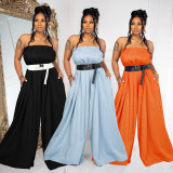 Sexy Wrap Chest Wide Leg Jumpsuit(With Waist Belt) XHSY-19550