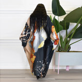 Casual Print Long Sleeve Cardigan(Without Waist Belt) OD-8539