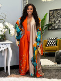 Casual Print Long Sleeve Cardigan(Without Waist Belt) OD-8539
